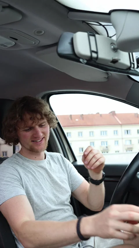 Intoxicated driver looks disoriented with poor coordination behind the wheel Stock Footage 342922540
