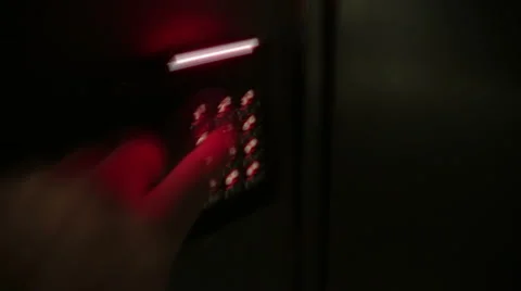 Intoxicated drunk man entering security code number pad door open Video stock 52785382