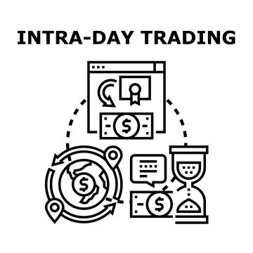 Intra day trading concept showing quick financial transactions Stock Illustration