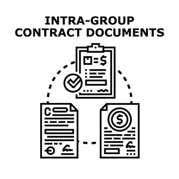Intra group contract documents linking business agreements Stock Illustration