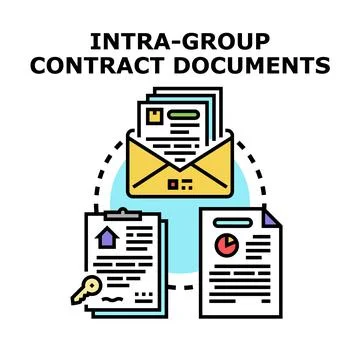 Intra group contract documents management and legal agreements Stock Illustration