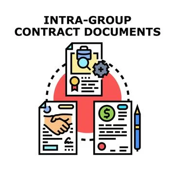 Intra group contract documents process management concept Stock Illustration