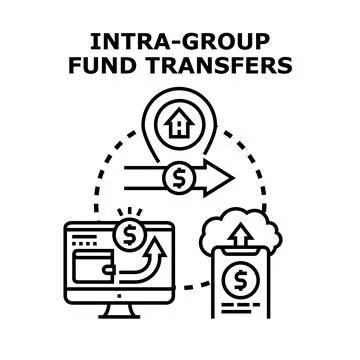 Intra group fund transfers between company entities concept Stock Illustration