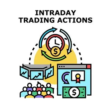 Intraday trading actions concept vector illustration Stock Illustration