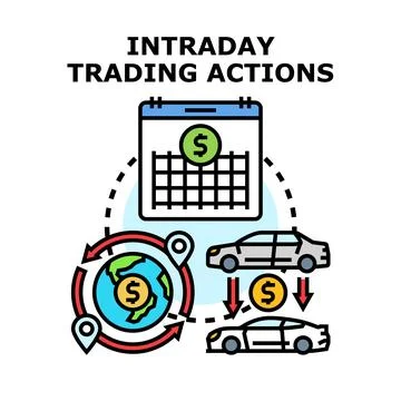 Intraday trading actions vector concept illustration Illustrazione stock
