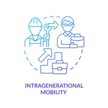 Intragenerational mobility blue gradient concept icon Stock Illustration