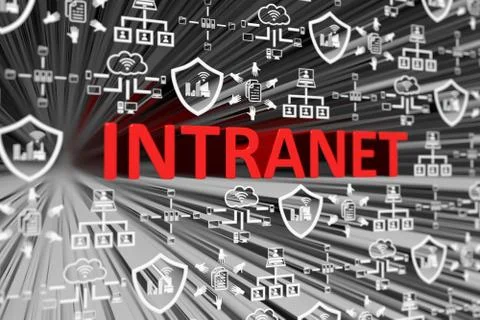 INTRANET concept blurred background 3d render illustration 스톡 일러스트