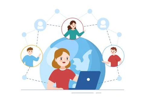 Intranet Internet Network Connection Technology to Share Confidential Company Stock Illustration