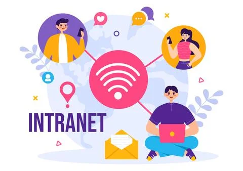 Intranet Internet Network Connection Technology Vector Illustration to Shar.. Stock Illustration