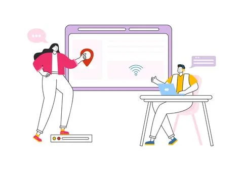 Intranet Internet Network Connection Technology Vector Illustration to Shar.. Illustrazione stock