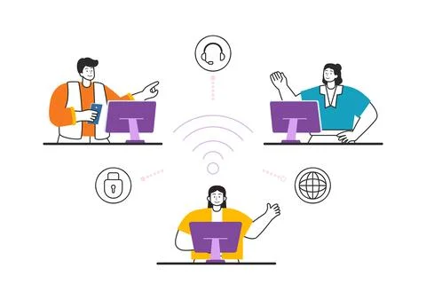 Intranet Internet Network Connection Technology Vector Illustration to Shar.. Stock Illustration