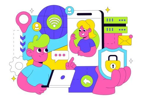 Intranet Internet Network Connection Technology Vector Illustration to Shar.. 스톡 일러스트