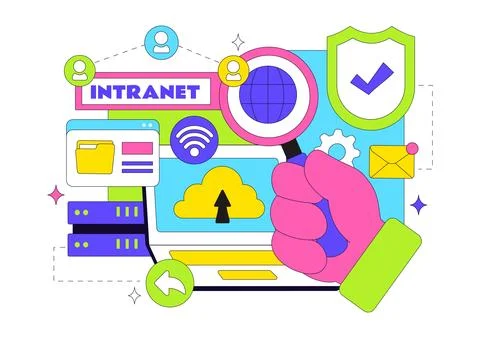Intranet Internet Network Connection Technology Vector Illustration to Shar.. Illustrazione stock