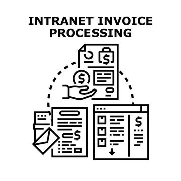 Intranet invoice processing and financial management system Stockillustratie