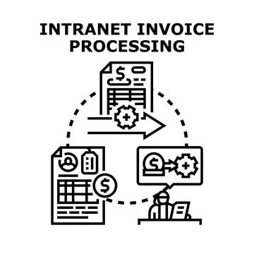 Intranet invoice processing automation system workflow Stockillustratie