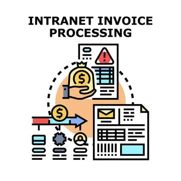 Intranet invoice processing system improving financial management Stockillustratie