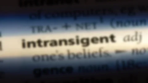 Intransigent word in a dictionary. Stock Footage 99561515