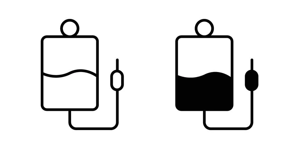 Intravenous icon linear versions pack on white background Stock Illustration