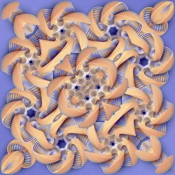 Intricate 3D Geometric Ribbon Pattern in Peach and Lilac Stock-Illustration