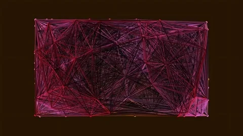 Intricate abstract geometric line network connecting points on dark digital.. Stock Footage 340378877