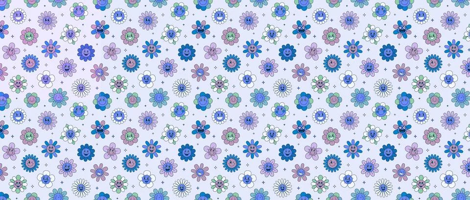 Intricate abstract pattern of repeating blue and purple organic shapes on w.. Stock Illustration