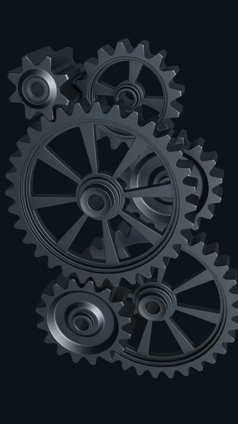 Intricate Array of rotating Interlocking Metal Gears in Close-Up View Stock Footage 283738029