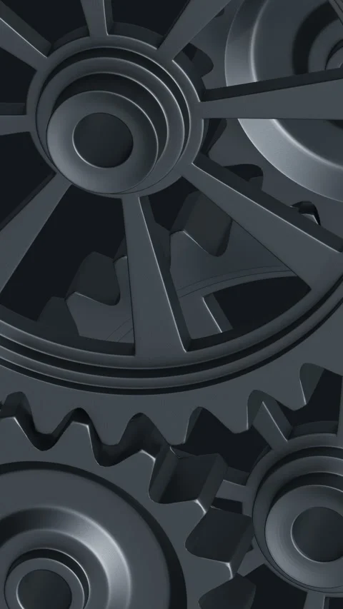 Intricate Array of rotating Interlocking Metal Gears in Close-Up View Stock Footage 289555200