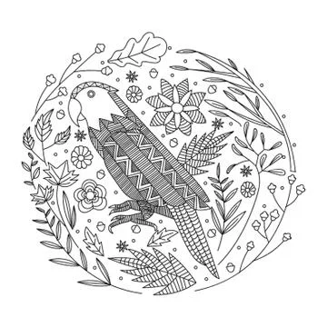 Intricate bird design Illustrazione stock