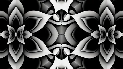 Intricate black and white patterns dance rhythmically to electronic beats Stock Footage 296042797