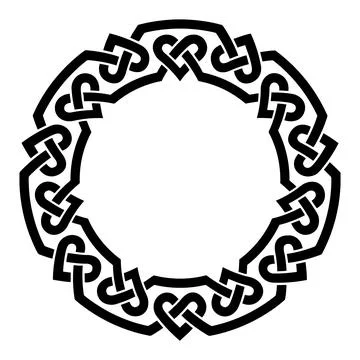 Intricate black Celtic knot circular frame with interwoven heart shapes for. Stock Illustration