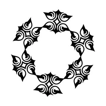 Intricate black circular frame or mandala-like composed of repeating Stock Illustration