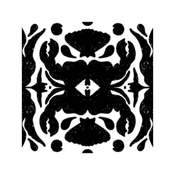 Intricate Black Symmetrical Shape Tile Grunge Texture. Stylized texture ornam Stock Illustration