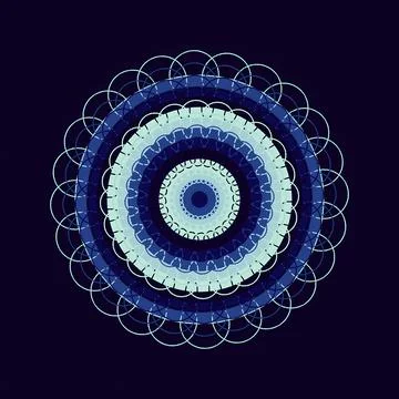 Intricate Blue Geometric Mandala Pattern, Abstract Circular Ornament Design 스톡 일러스트
