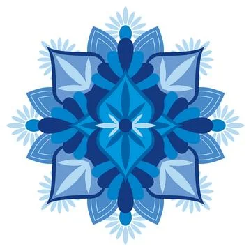 Intricate Blue Mandala Pattern Design Featuring Symmetry and Abstract Flora.. Stock Illustration