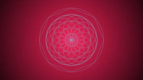 Intricate Blue Sacred Geometry Mandala Pattern with Overlapping Circles on .. Stock Illustration