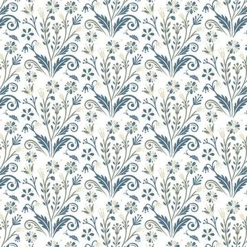 Intricate botanical flower pattern with blooming blossoms Stock Illustration