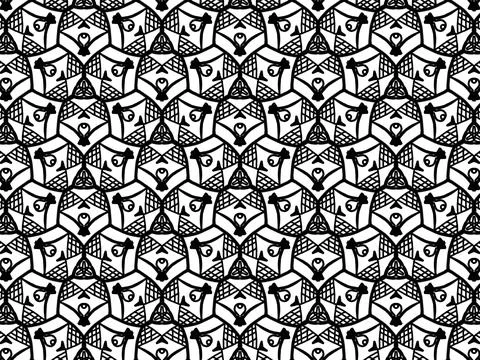 Intricate Celtic cube geometric monochrome pattern. 스톡 일러스트