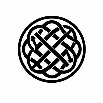 Intricate Celtic knot circular emblem, traditional Irish interlaced pattern.. イラスト素材