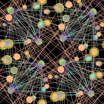 Intricate circles pattern connected with lines multicolored Stock Illustration