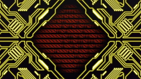 Intricate circuit board with electronic components and interconnected lines Stock Footage 263697406