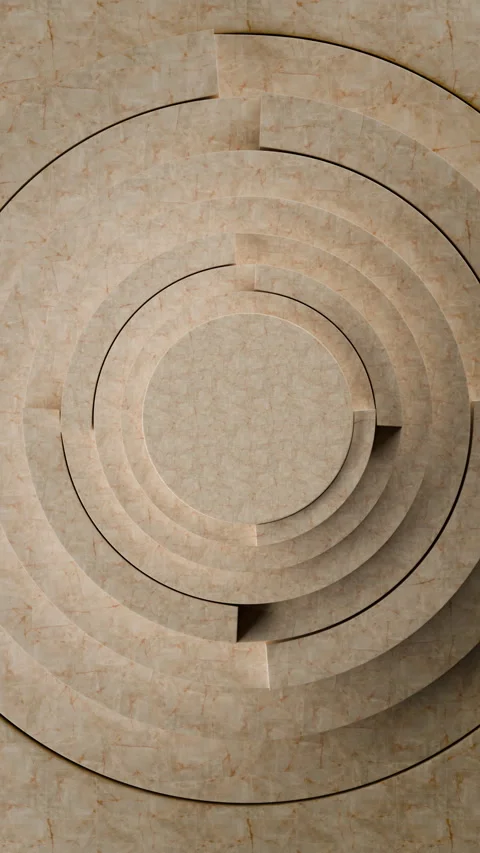 Intricate circular layers of beige granote create a stunning abstract art piece Stock Footage 321955859