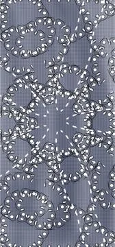 Intricate circular line patterns on grey fabric texture graphic design. Stock Illustration