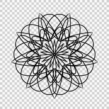 Intricate Circular Spirograph Mandala Line Art Stock Illustration