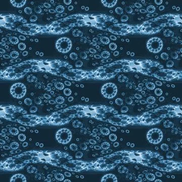 Intricate concentric circles pattern with wavy lines dark gray blue Stock Illustration