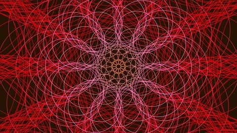 Intricate cosmic mandala structure, glowing red abstract geometric fractal .. Stock Footage 340378315