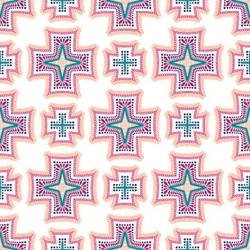 Intricate Crosses Pattern Tile Background Stock Illustration