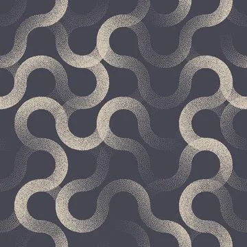Intricate Curved Lines Vector Circles Seamless Pattern Retro Abstract Background Illustrazione stock