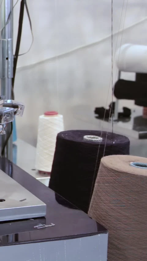 Intricate Dance of Threads an Automated Loom Makes Socks Video stock 344613488