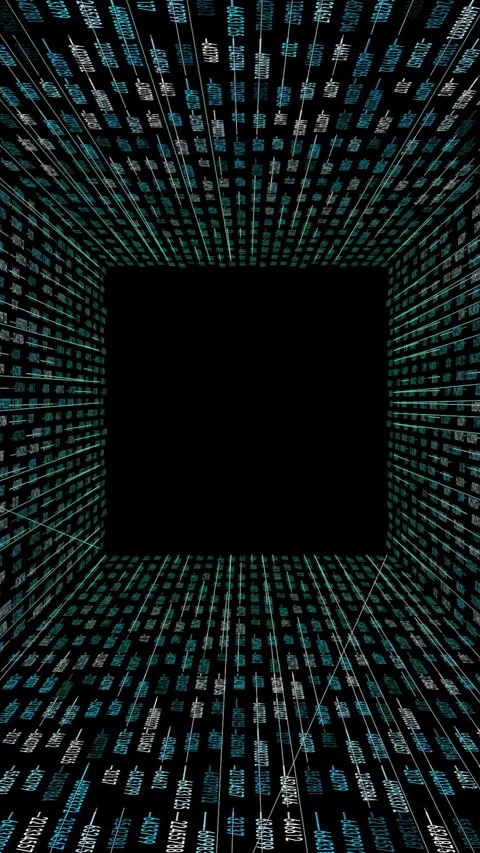 An intricate Digital Matrix with a flowing Code Background that captivates Stock Footage 287875249
