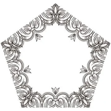 Intricate floral frame pentagonal Stock Illustration